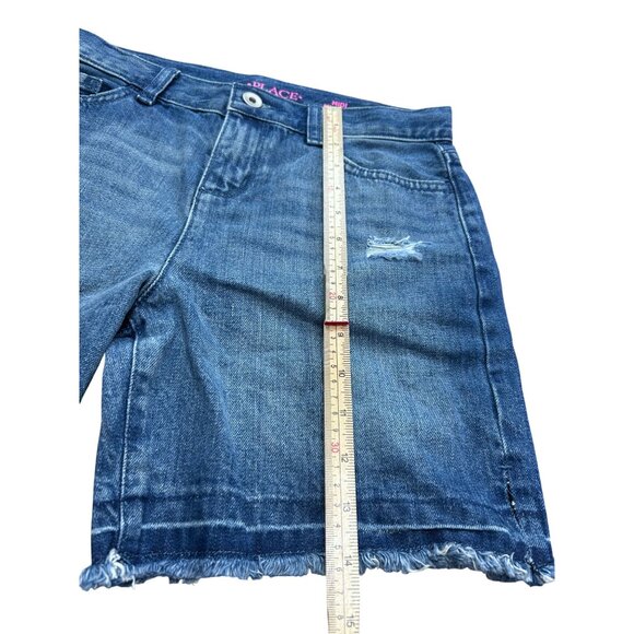 Childrens Place Girls Midi Denim Shorts Size 12 With Distressed Details - Picture 6 of 8